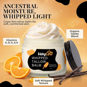 HolyCow Beef Tallow jar with Orange Vanilla scent