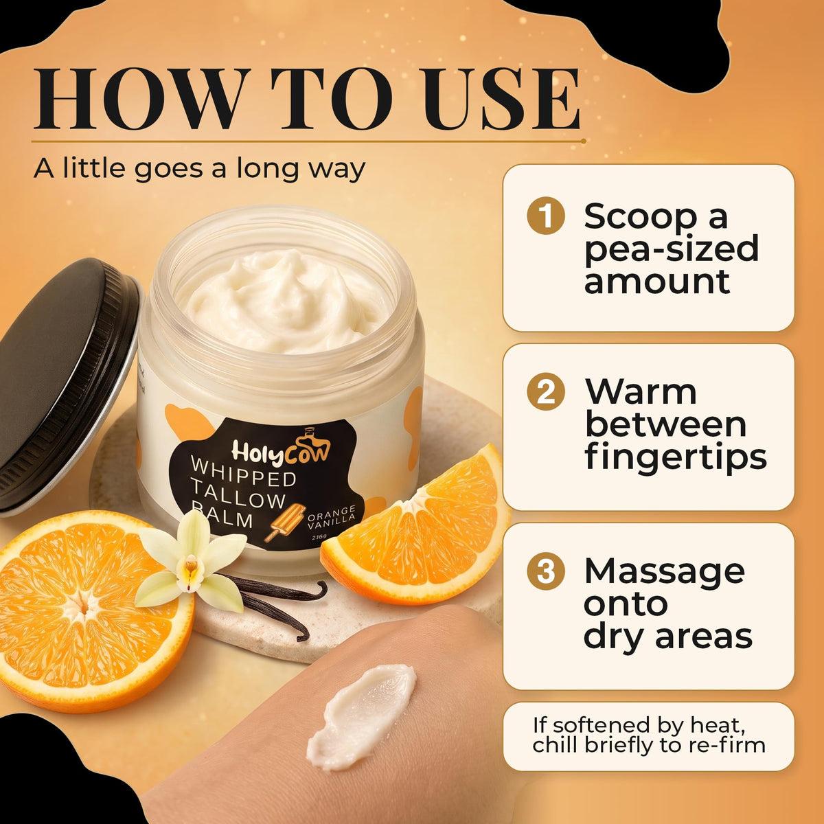HolyCow Beef Tallow packaging with ingredients listed