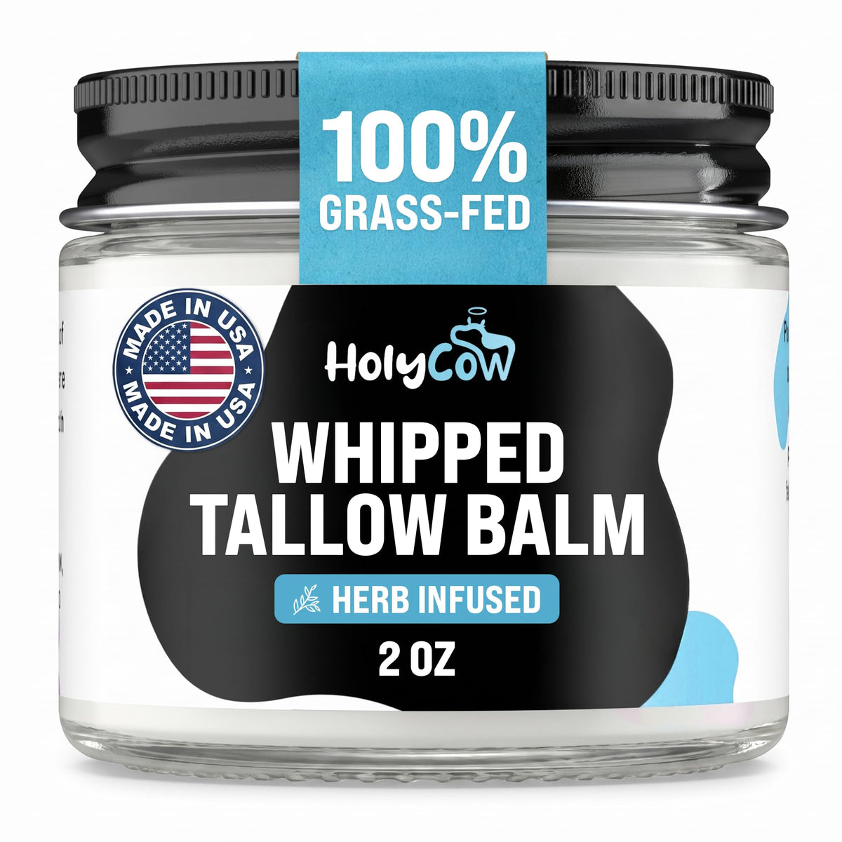 HolyCow Grass Fed Beef Tallow Moisturizer 2 oz front view