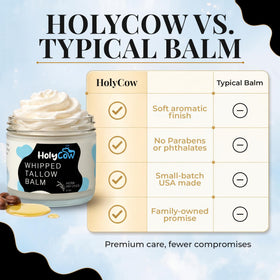 HolyCow Grass Fed Beef Tallow Moisturizer with jojoba oil ingredients