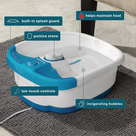 Homedics Bubble Mate Foot Spa in use with water and bubbles
