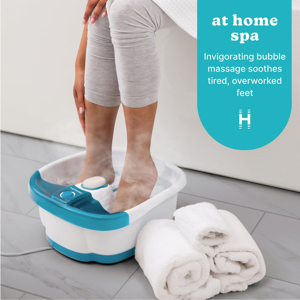 Homedics Bubble Mate Foot Spa showing removable pumice stone