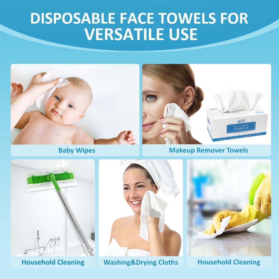 HOMEXCEL Disposable Face Towels in use for makeup removal