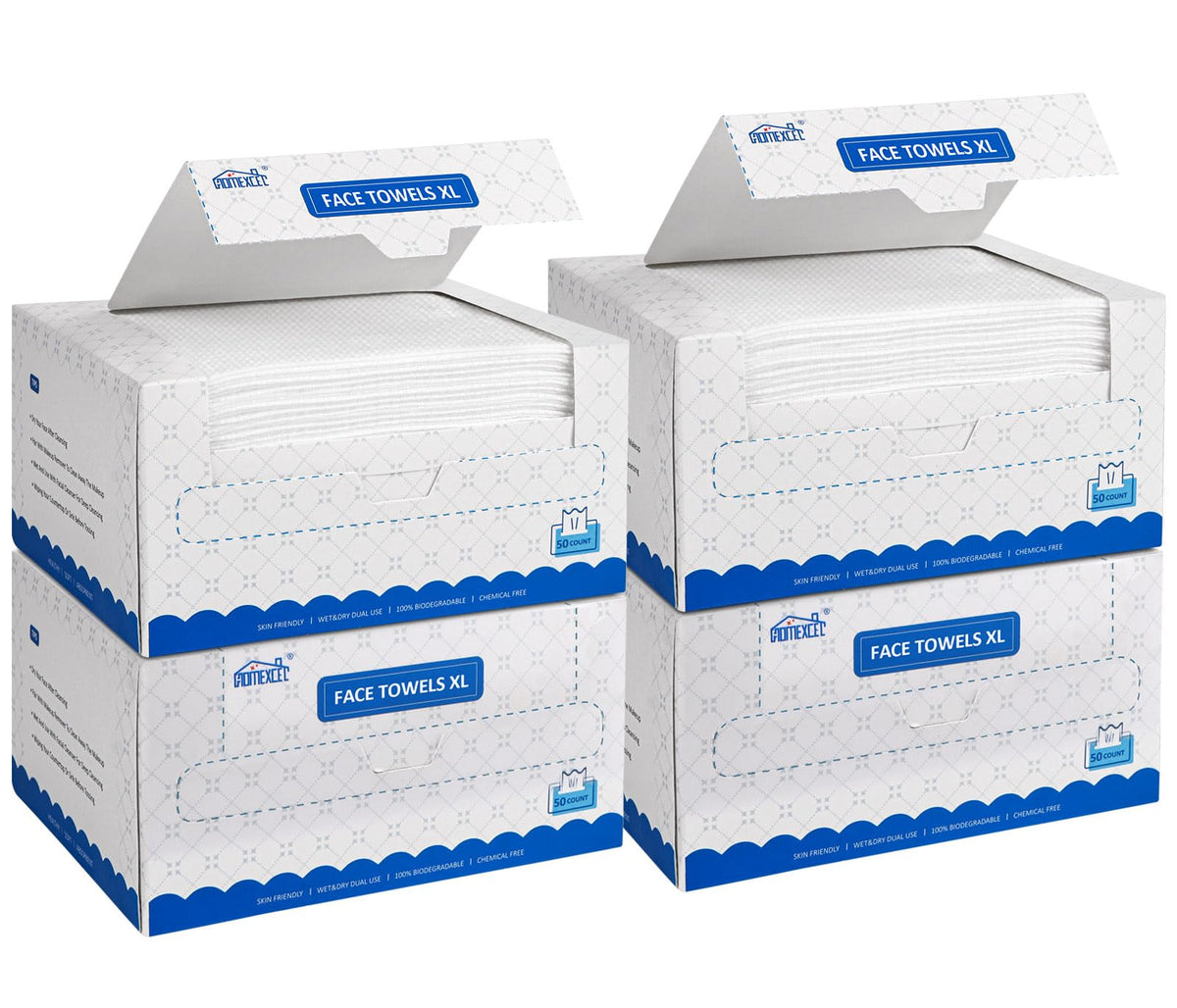 HOMEXCEL Face Towels front view showing packaging