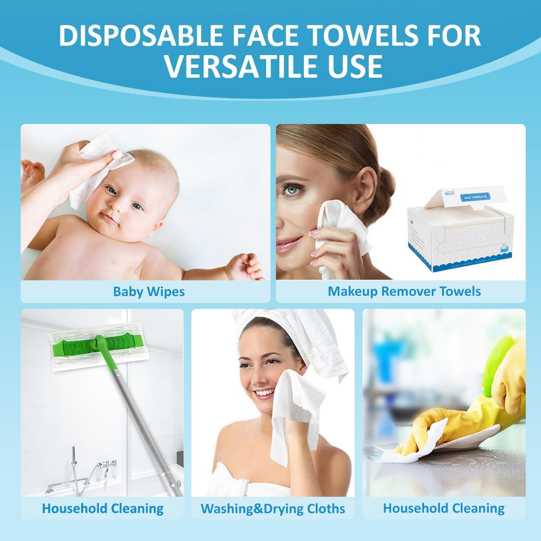 HOMEXCEL Face Towels in use for makeup removal