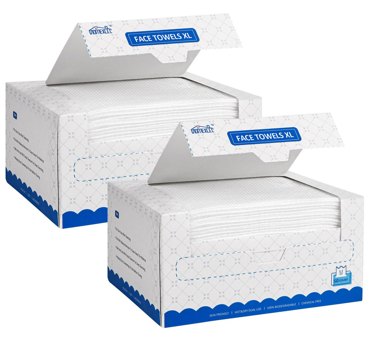 HOMEXCEL Face Towels XL disposable packaging front view