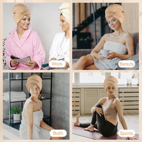 HOMEXCEL Microfiber Hair Towel in a travel bag
