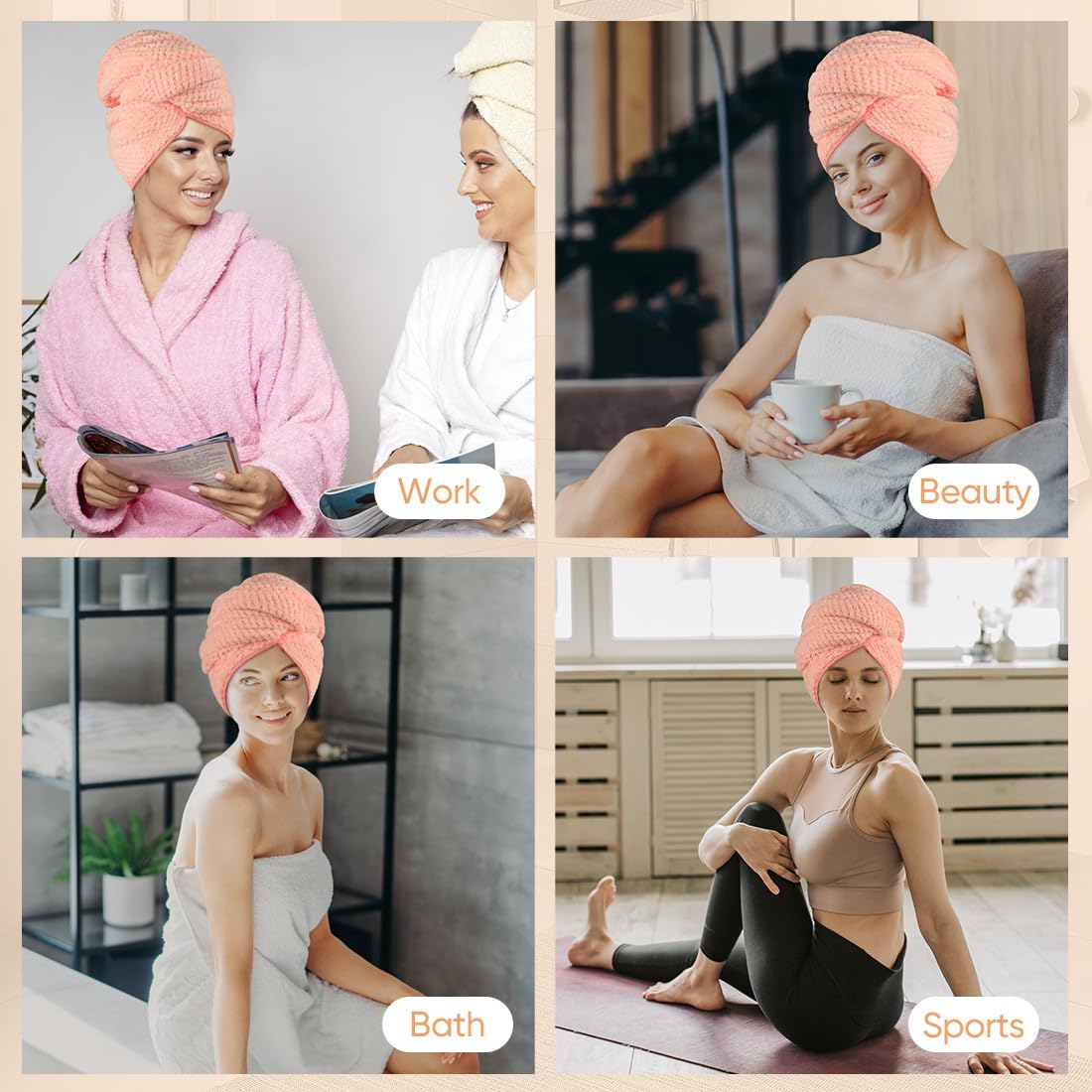 HOMEXCEL Microfiber Hair Towel in use at the beach
