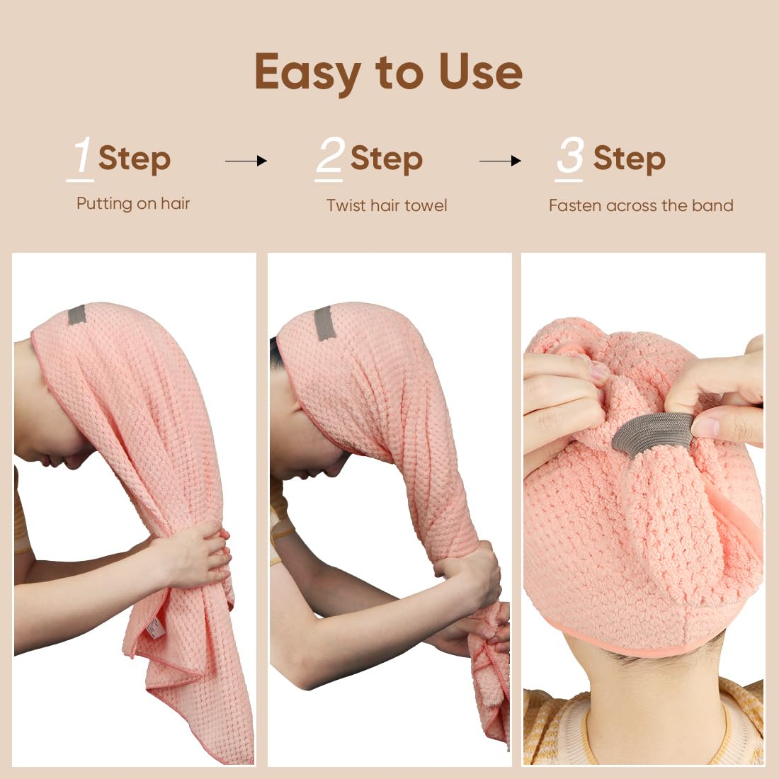 HOMEXCEL Microfiber Hair Towels packaging