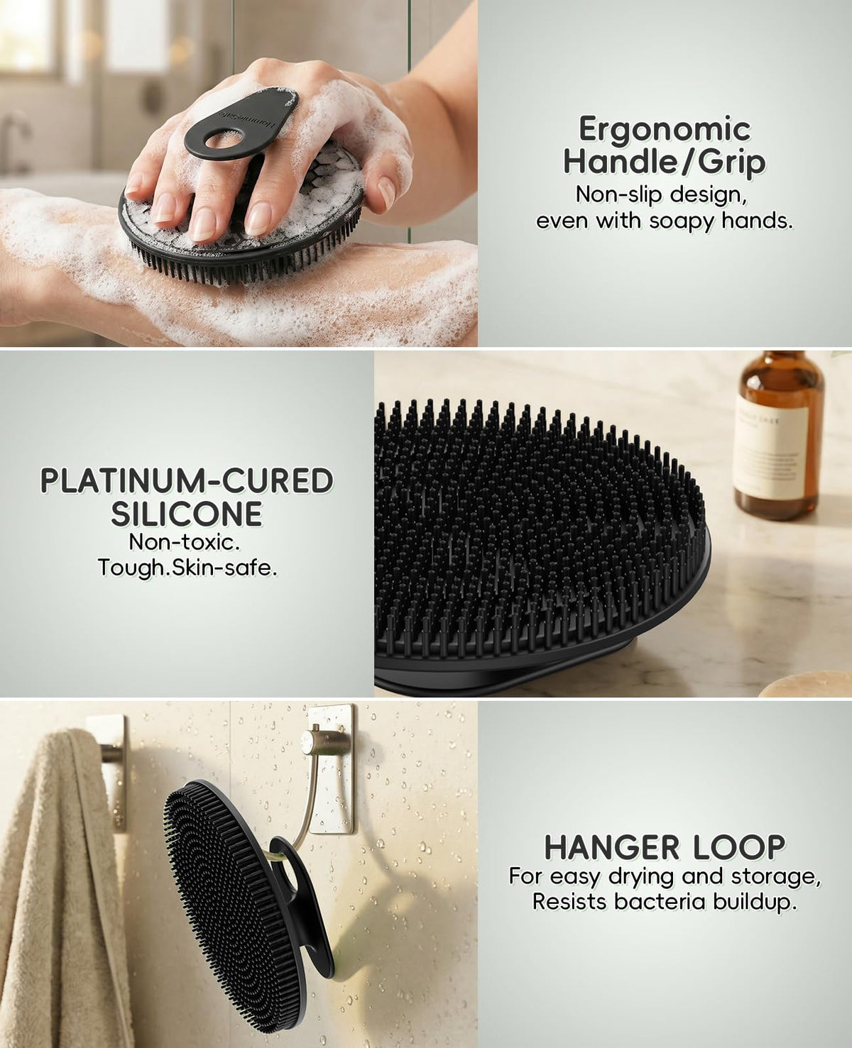 HOMMIESAFE Soft Silicone Shower Brush packaging