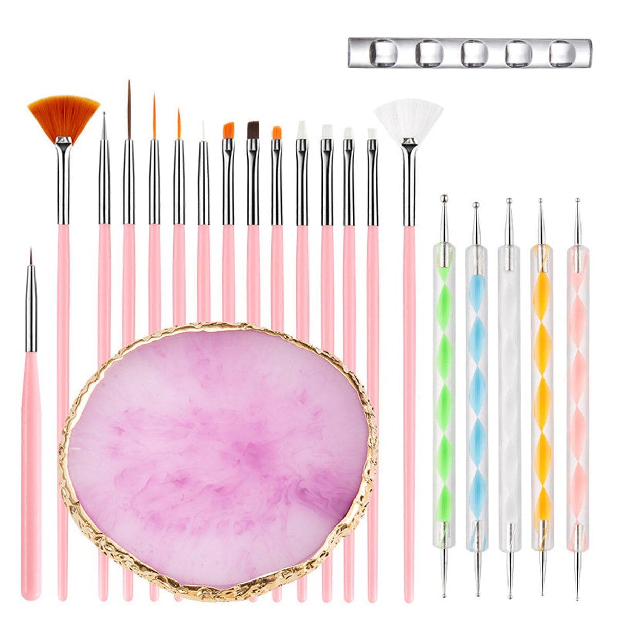 HomTop Nail Art Tools 22-piece set with brushes and palette