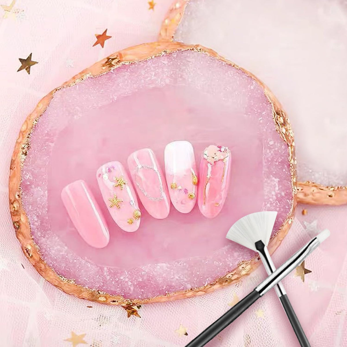 HomTop resin nail palette in agate stone style