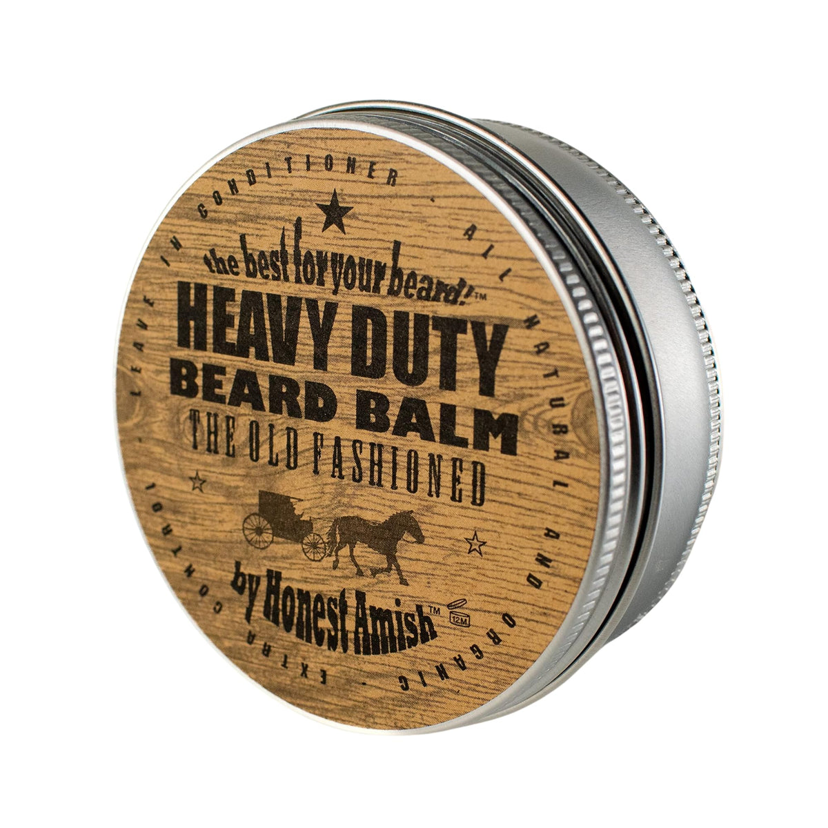 Honest Amish Heavy Duty Beard Balm 4 Oz with organic shea butter in packaging
