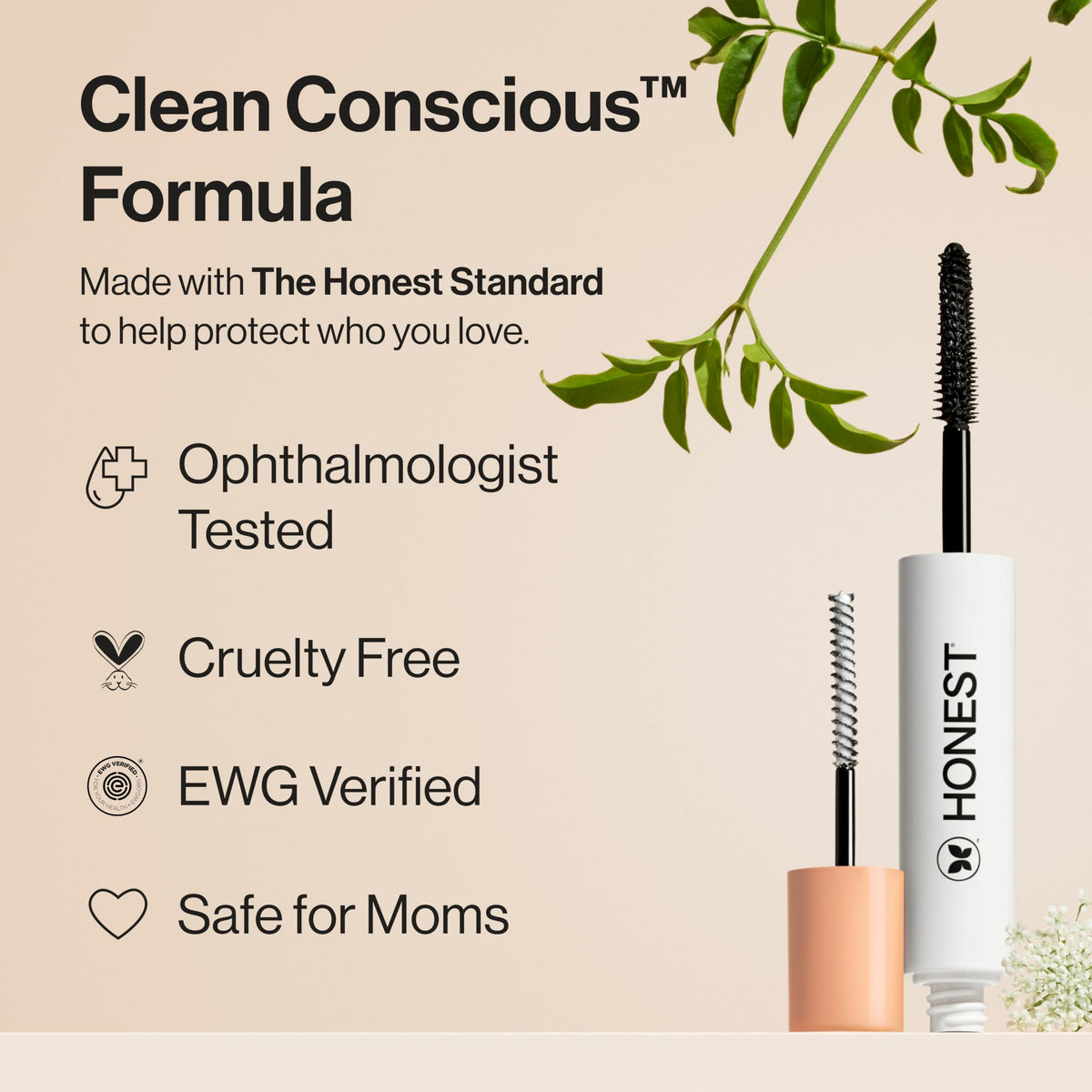 Honest Beauty 2-in-1 Extreme Length Mascara application on lashes