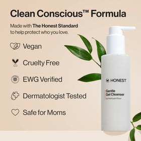 Honest Beauty Gentle Gel Daily Face Cleanser 5 fl oz with ingredients