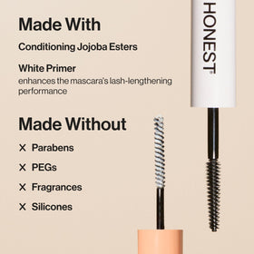 Honest Beauty mascara applied on lashes for dramatic length