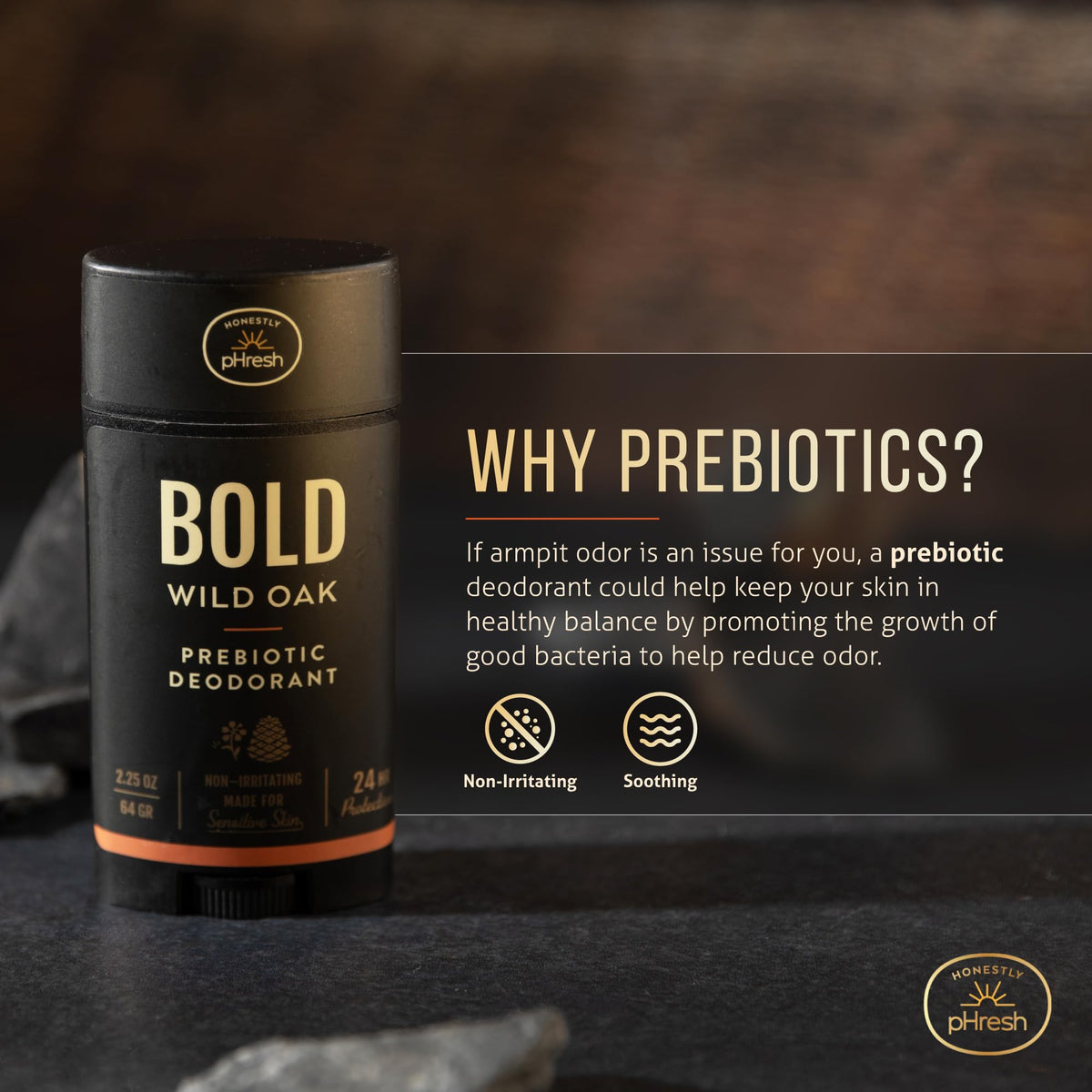 Honestly pHresh Natural Deodorant for Men packaging with ingredients listed