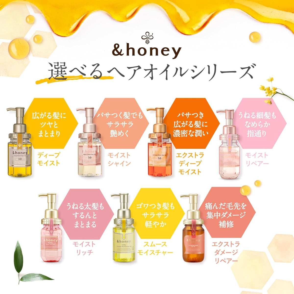& Honey Melty 3.0 Moist Repair Hair Oil 100ml back view