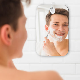HONEYBULL Fogless Shower Mirror displayed with grooming tools