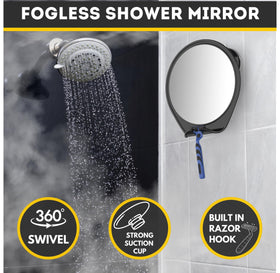 HONEYBULL Fogless Shower Mirror showing crystal clear reflection