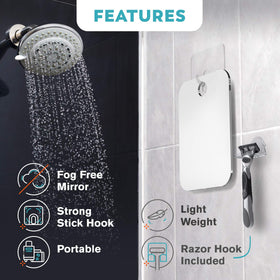 HONEYBULL Fogless Shower Mirror side view, showing anti-fog coating
