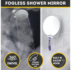 HONEYBULL Fogless Shower Mirror side view showing razor holder