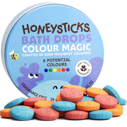 Honeysticks Bath Color Tablets 36 Drops in recyclable tin