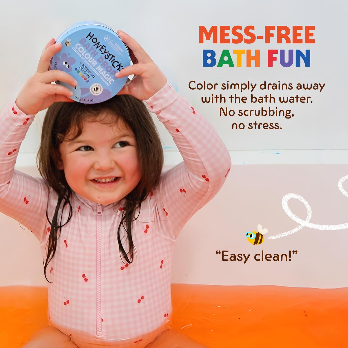 Honeysticks Bath Color Tablets in use during bath time