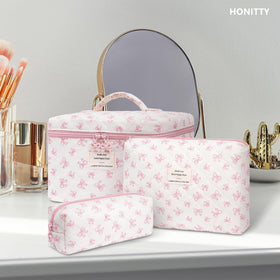 honitty floral cosmetic bag lifestyle shot