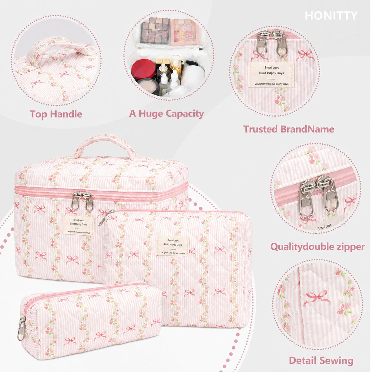 honitty Floral Cosmetic Bag lightweight and portable