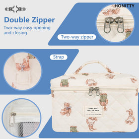 honitty Floral Makeup Bag Set folded for travel