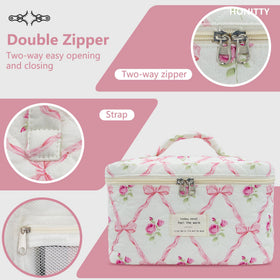 honitty Floral Makeup Bag Set folded for travel