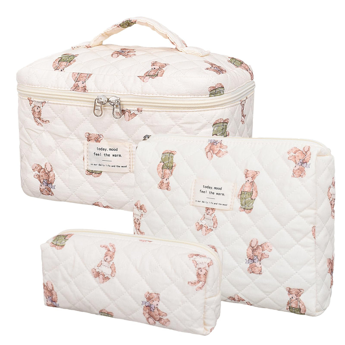 honitty Floral Makeup Bag Set front view with floral pattern