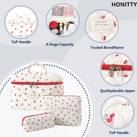 honitty floral makeup bag with upgraded zipper detail