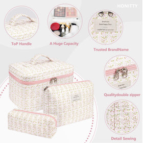honitty floral makeup bag with zipper detail