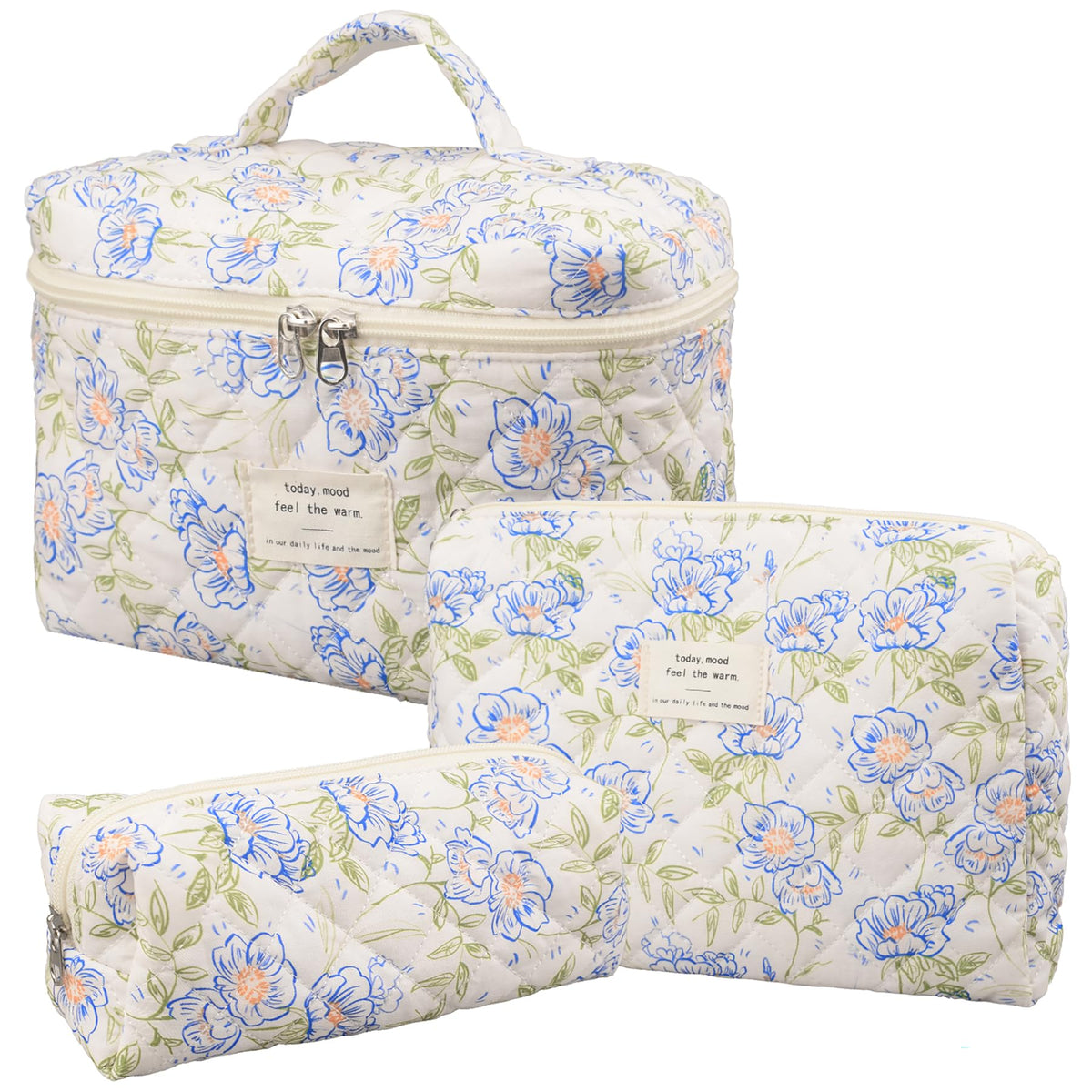 honitty Floral Quilted Makeup Bag Set front view