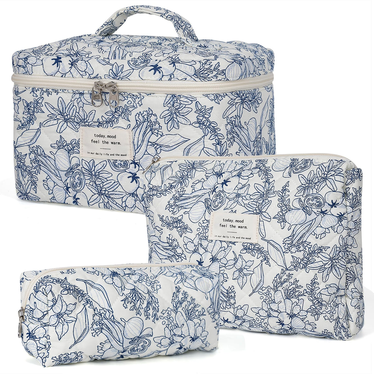 honitty Floral Quilted Makeup Bag Set front view