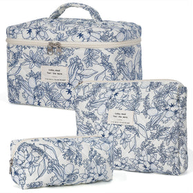 honitty Floral Quilted Makeup Bag Set front view