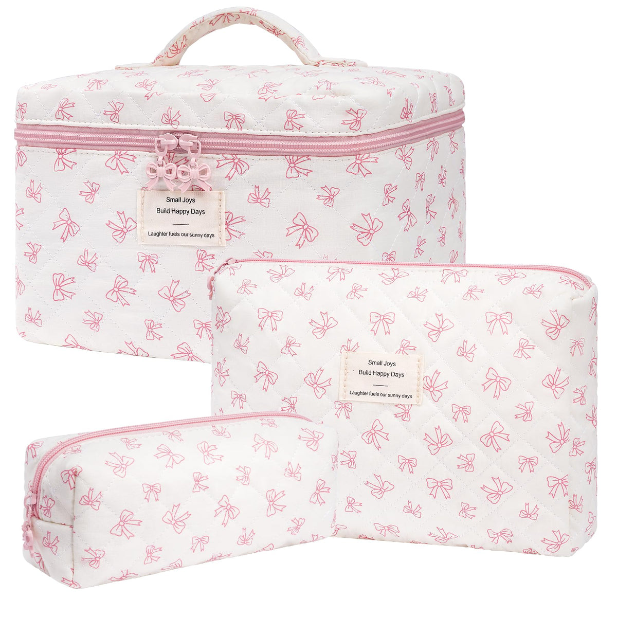 honitty floral quilted makeup bag set front view