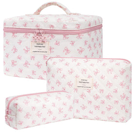 honitty floral quilted makeup bag set front view