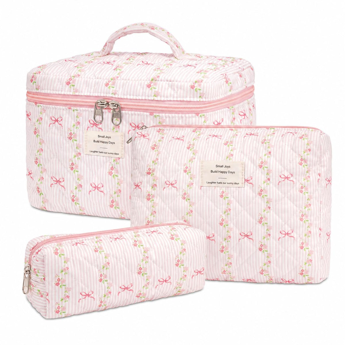 honitty Floral Quilted Makeup Bag Set front view