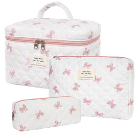 honitty Floral Quilted Makeup Bag Set front view