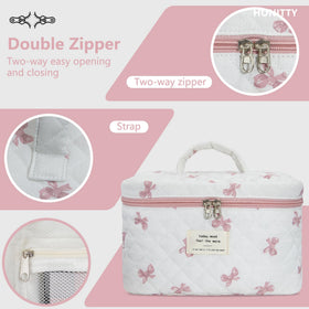 honitty Floral Quilted Makeup Bag Set open with contents