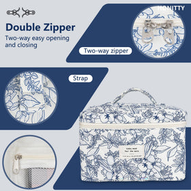 honitty Floral Quilted Makeup Bag Set showcasing floral pattern