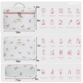 honitty Floral Quilted Makeup Bag Set side view