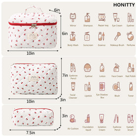 honitty makeup bag set showing three different sizes