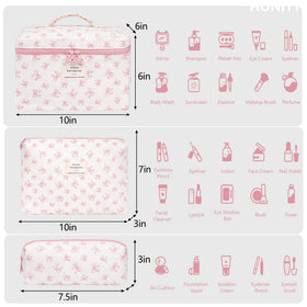 honitty makeup bag set showing three sizes