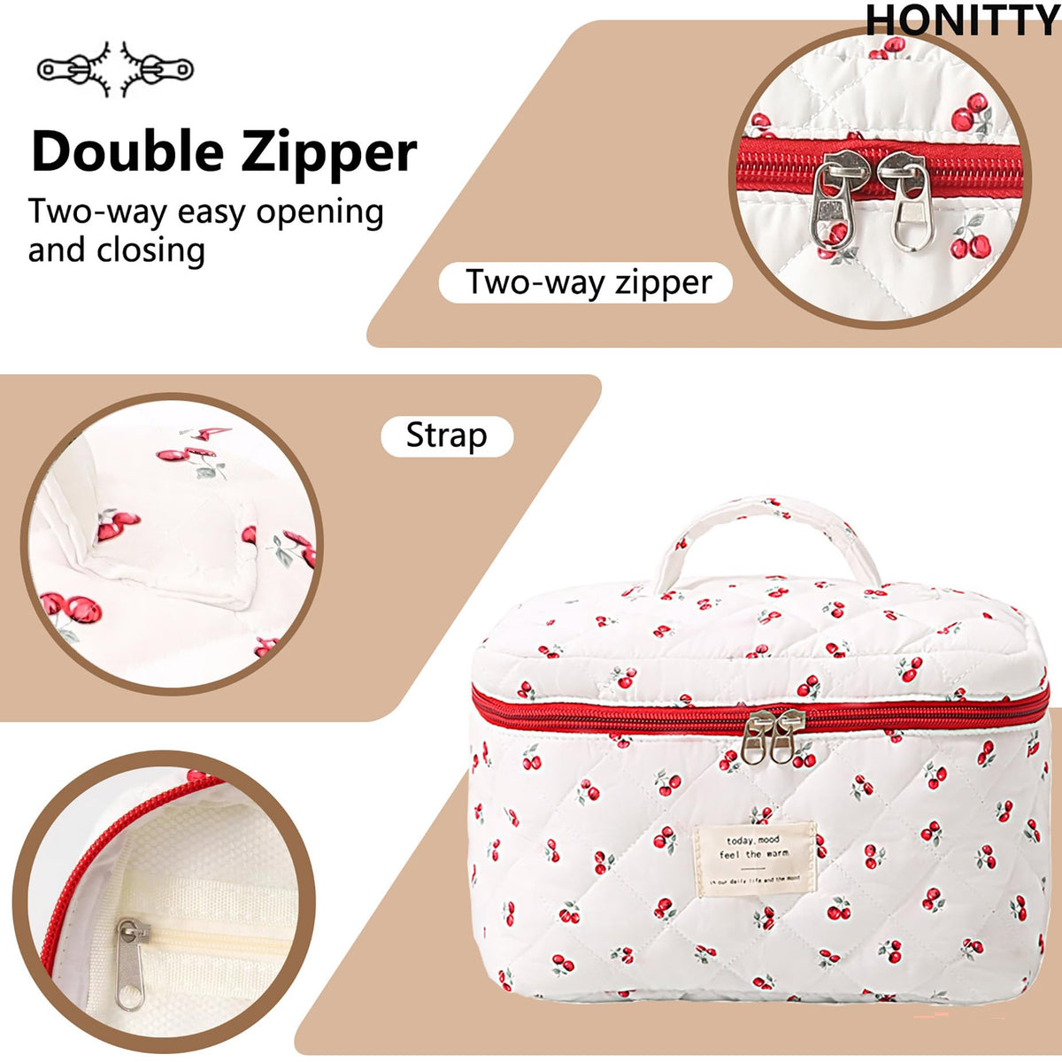 honitty makeup bags in a suitcase for travel
