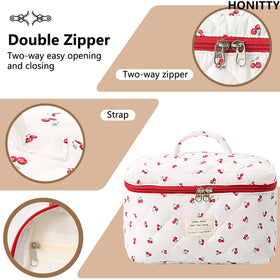 honitty makeup bags in a suitcase for travel
