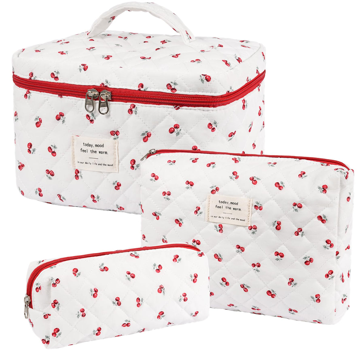 honitty Quilted Floral Makeup Bag Set front view